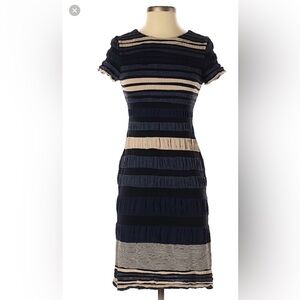 Cut25 by Yigal Azrouel Intarsia blue and cream Striped Dress XS